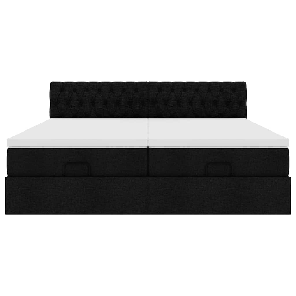 63 / 5,000 Estrutura de cama otomana com colchões tecido preto