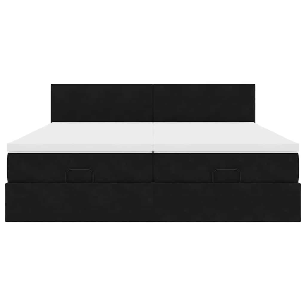 Estrutura de cama otomana com colchões 160x200 cm veludo preto