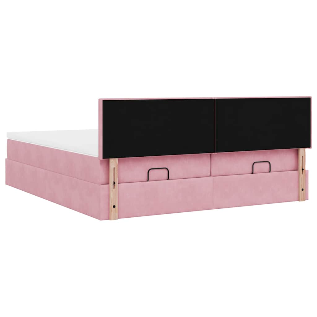 Estrutura de cama otomana com colchões 180x200 cm veludo rosa