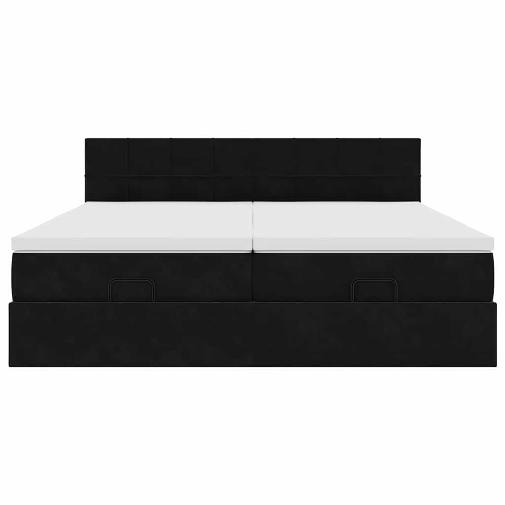 Estrutura de cama otomana com colchões 180x200cm veludo preto