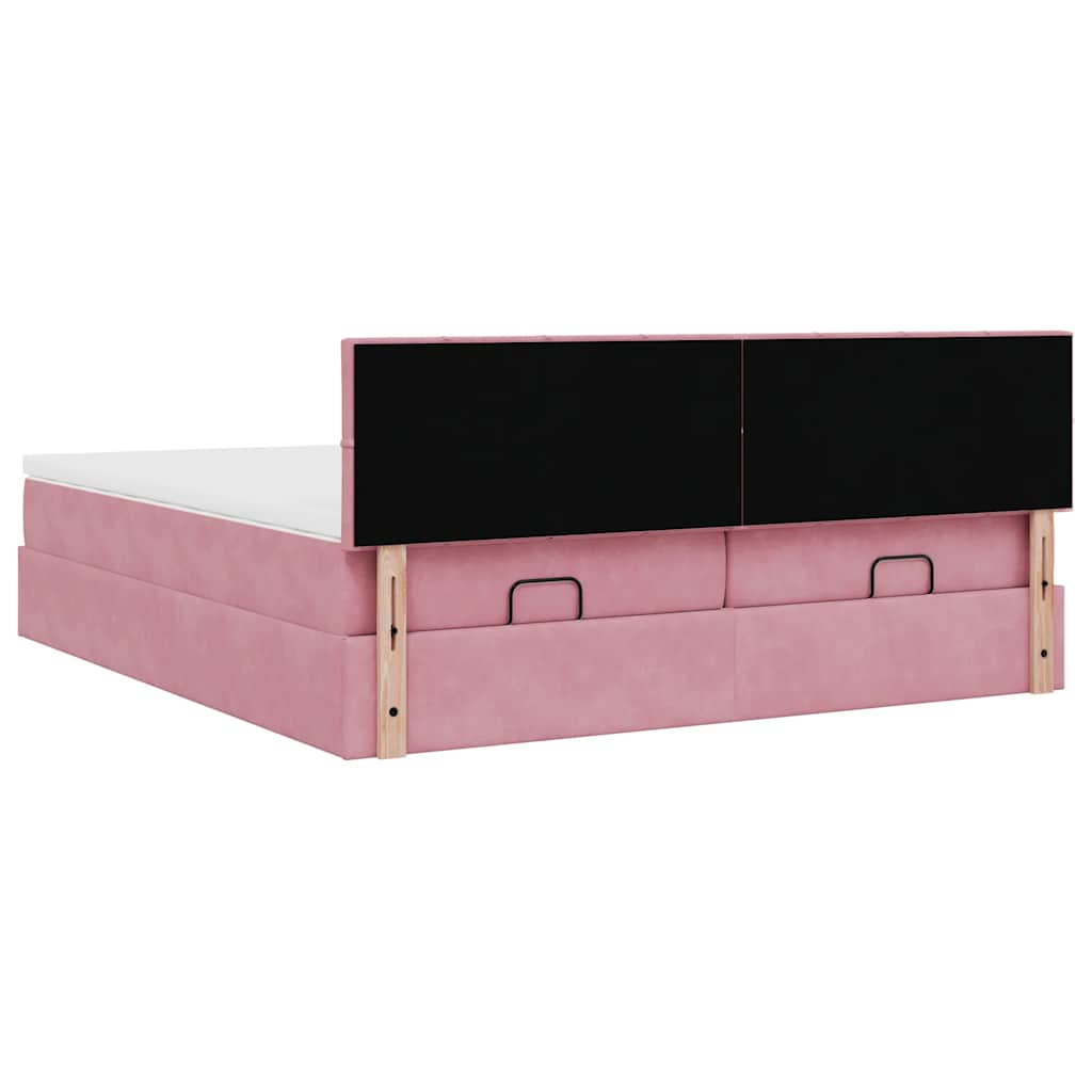 Estrutura de cama otomana com colchões 180x200 cm veludo rosa