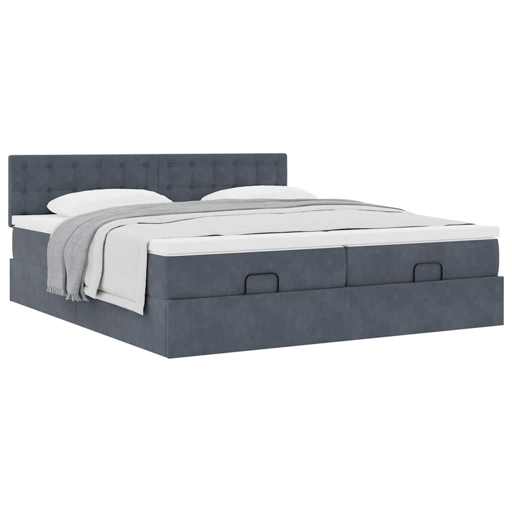 Estrutura cama otomana colchões 160x200 cm cinzento escuro