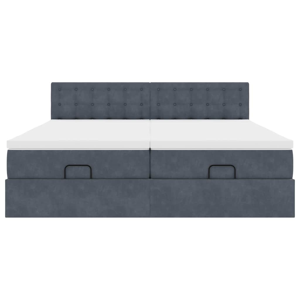 Estrutura cama otomana colchões 160x200 cm cinzento escuro
