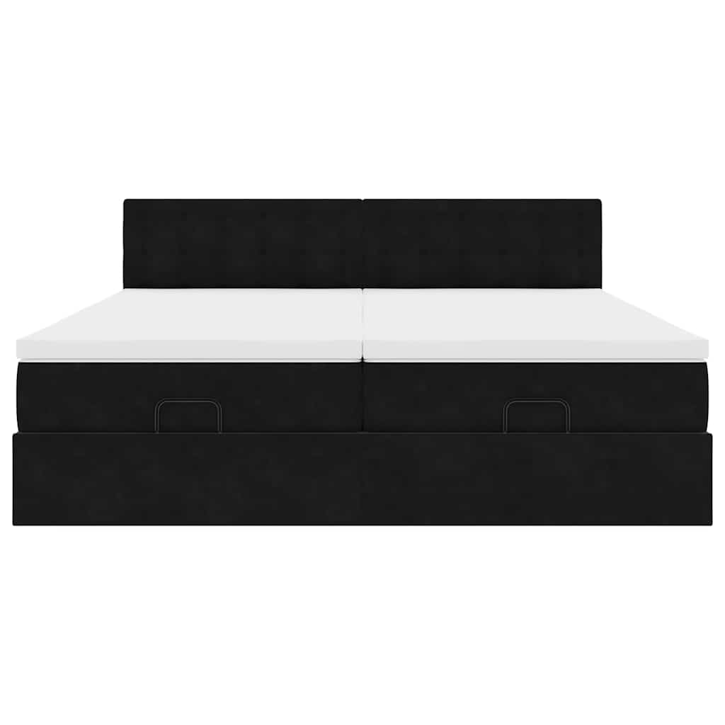 Estrutura de cama otomana com colchões 180x200cm veludo preto