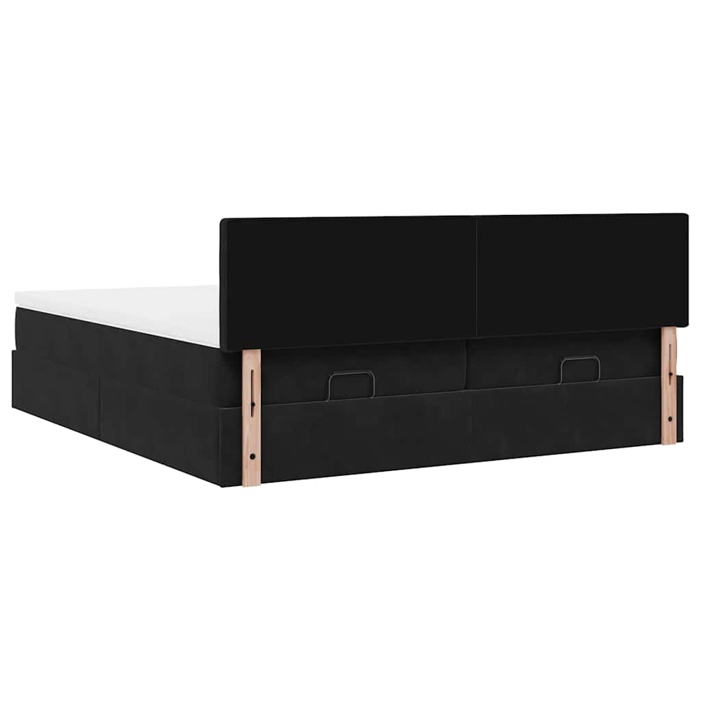 Estrutura de cama otomana com colchões 180x200cm veludo preto