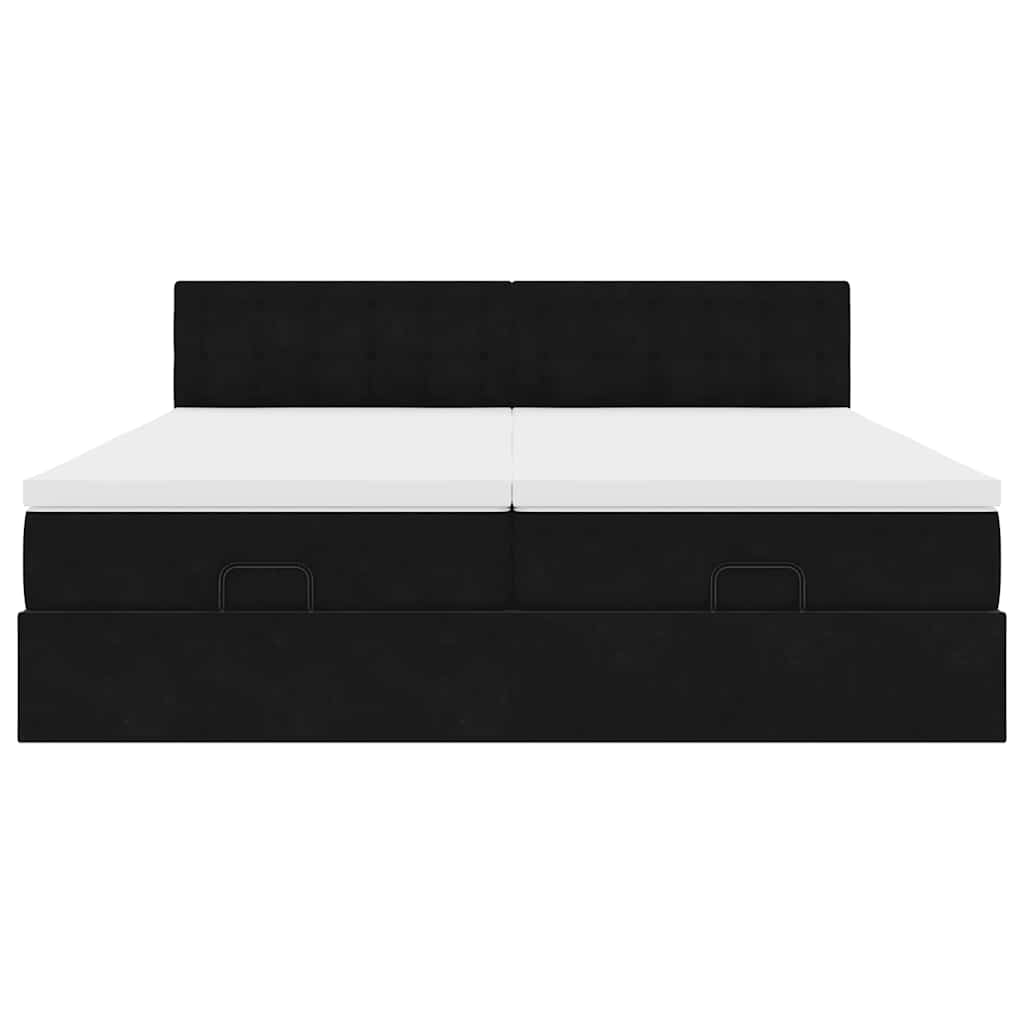 Estrutura de cama otomana com colchões 200x200cm veludo preto