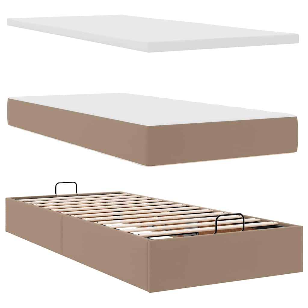 Estrutura de cama otomana com colchão cappucino 90x200 cm