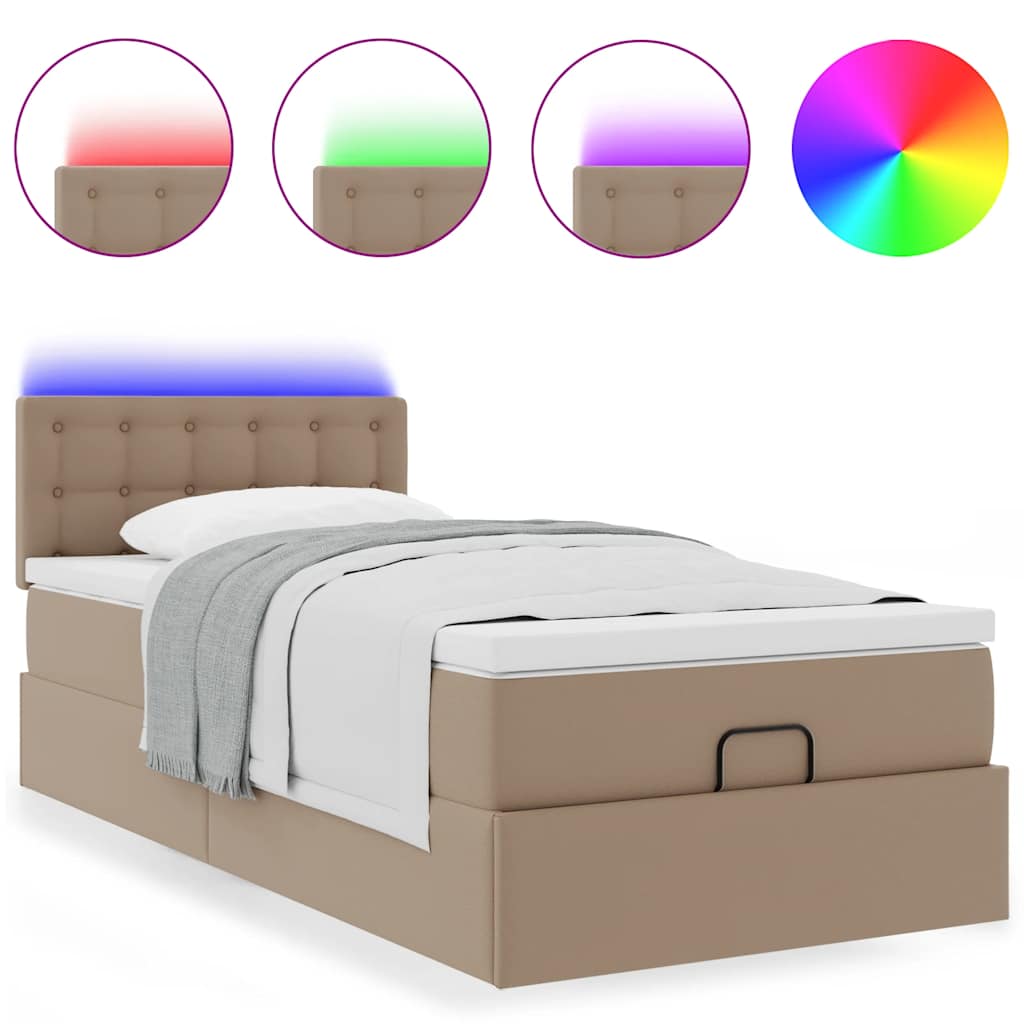 Estrutura de cama otomana com colchão cappucino 90x200 cm