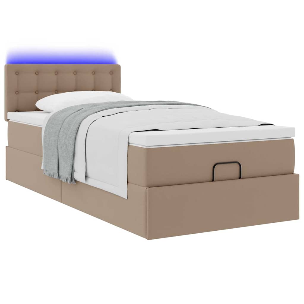 Estrutura de cama otomana com colchão cappucino 90x200 cm