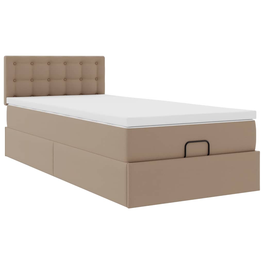 Estrutura de cama otomana com colchão cappucino 90x200 cm