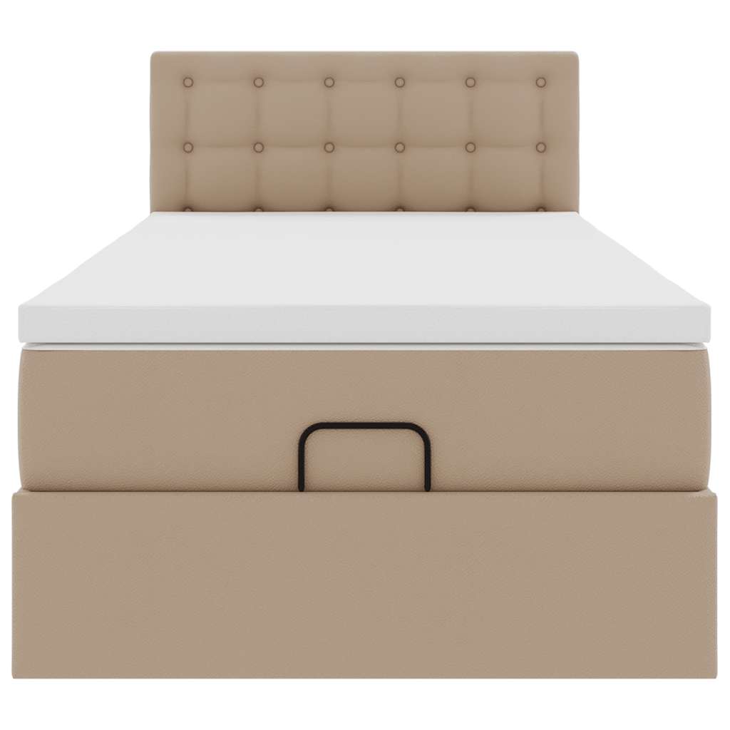 Estrutura de cama otomana com colchão cappucino 90x200 cm