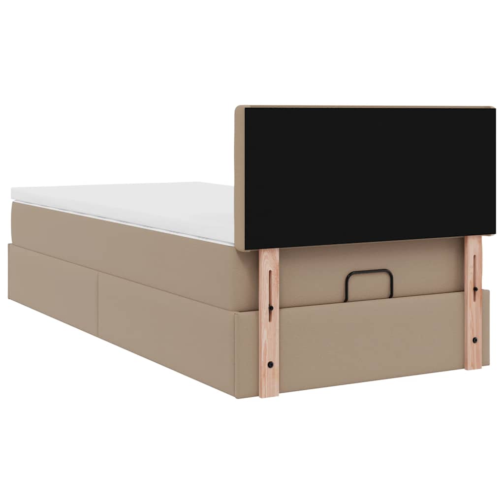 Estrutura de cama otomana com colchão cappucino 90x200 cm