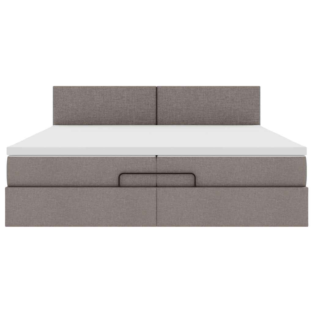Estrutura cama otomana com colchões tecido cinzento 200x200cm