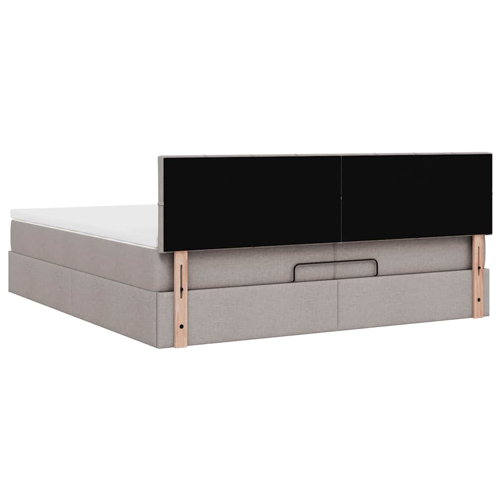 Estrutura cama otomana com colchões tecido cinzento 200x200cm