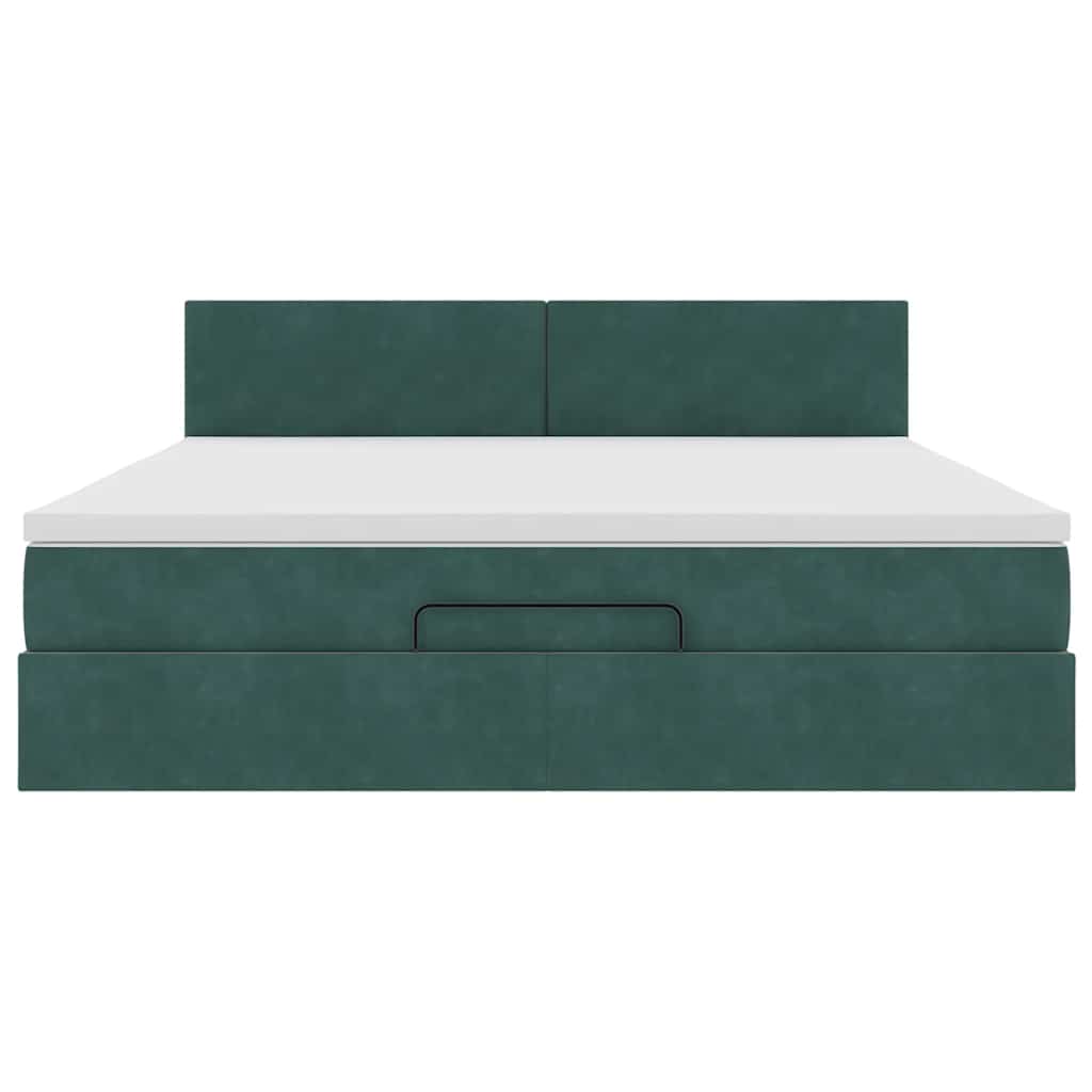 Estrutura de cama otomana com colchão 160x200 cm verde escuro