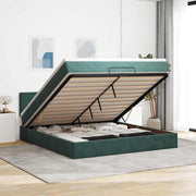Estrutura de cama otomana com colchão 160x200 cm verde escuro