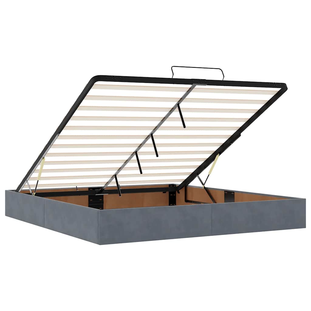 Estrutura de cama otomana com colchão 180x200cm cinzento escuro