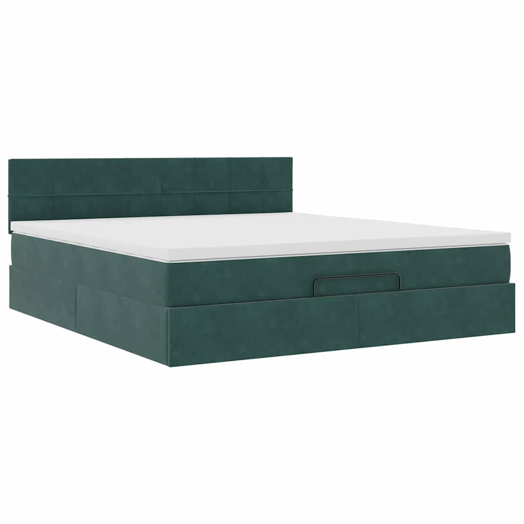 Estrutura de cama otomana com colchão 180x200 cm verde escuro