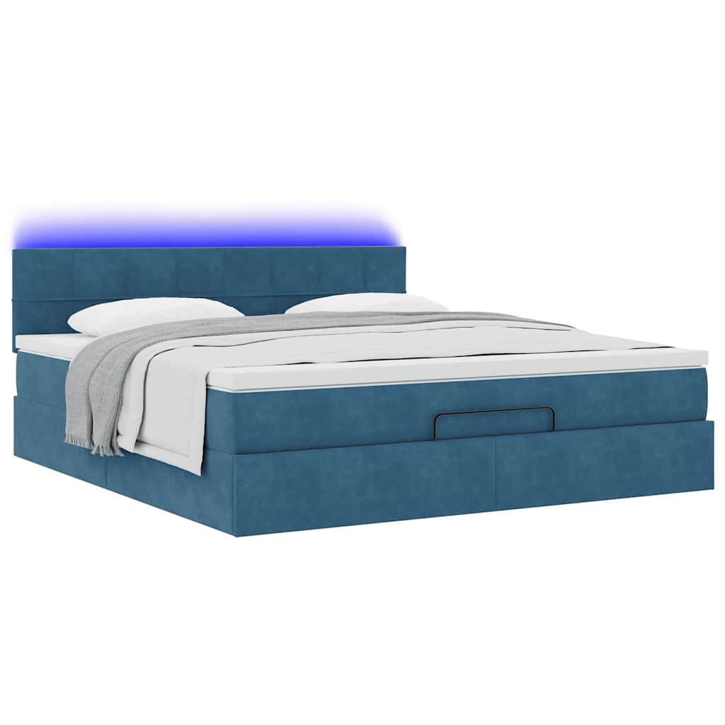 Estrutura de cama otomana com colchão 180x200 cm azul escuro