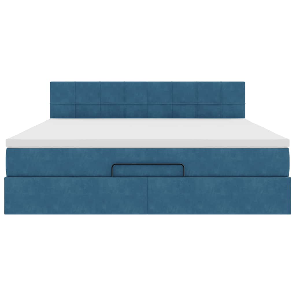 Estrutura de cama otomana com colchão 180x200 cm azul escuro