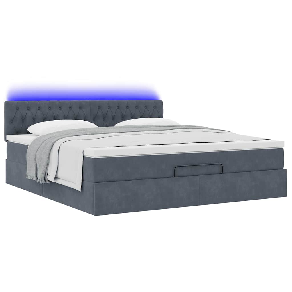 Estrutura de cama otomana com colchão 160x200cm cinzento escuro