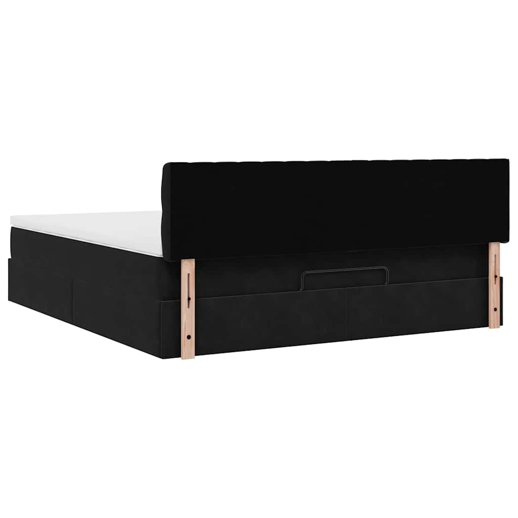 Estrutura de cama otomana com colchão 180x200 cm veludo preto