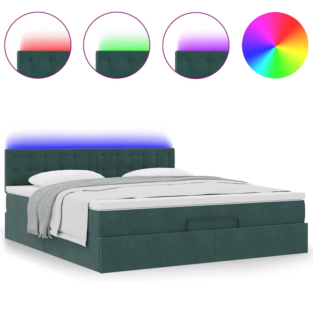 Estrutura de cama otomana com colchão 160x200 cm verde escuro