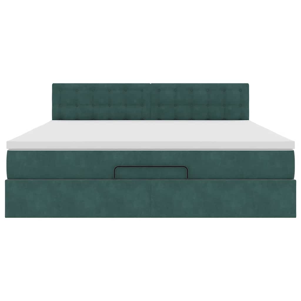 Estrutura de cama otomana com colchão 160x200 cm verde escuro