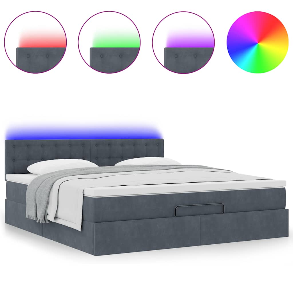 Estrutura de cama otomana com colchão 180x200cm cinzento escuro