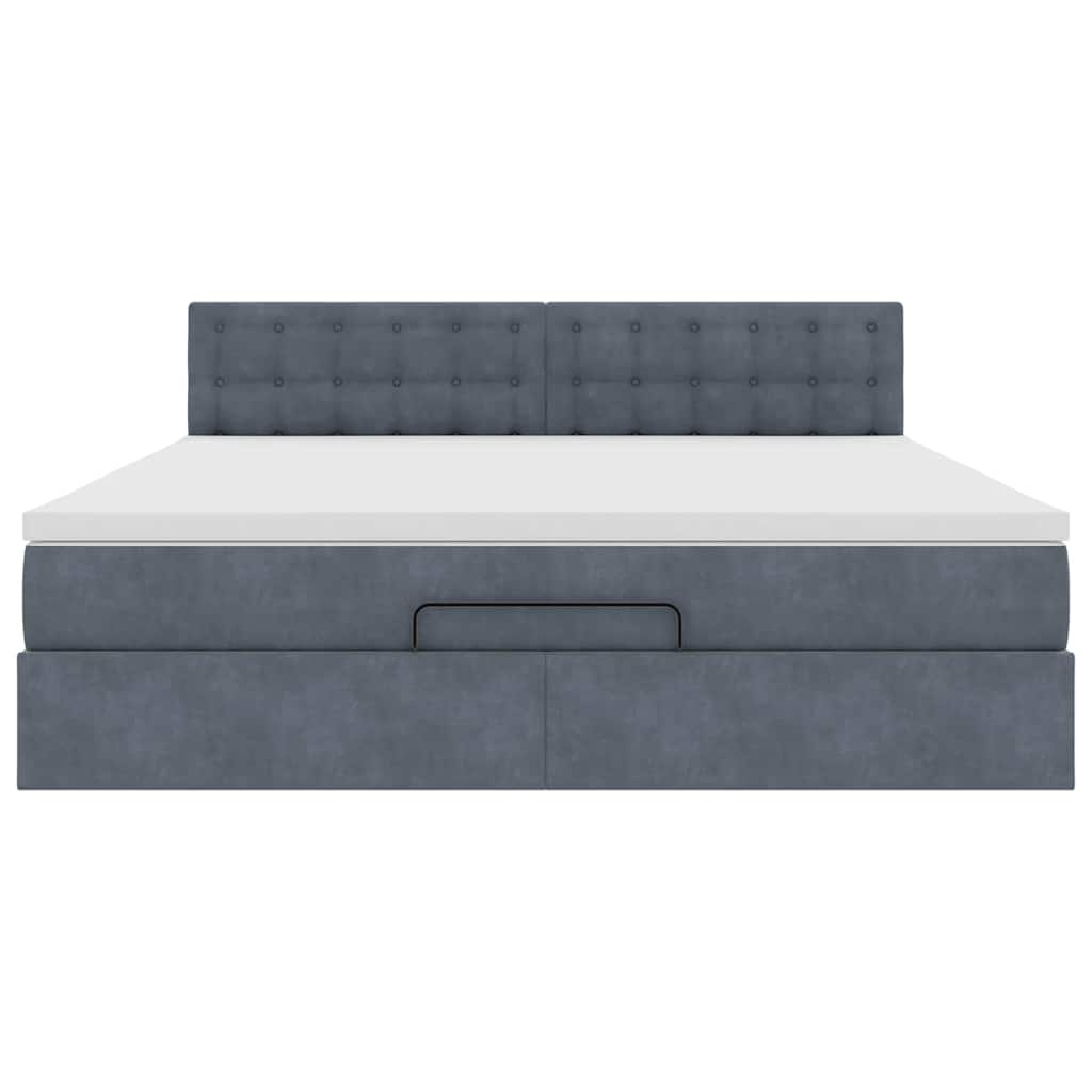 Estrutura de cama otomana com colchão 180x200cm cinzento escuro