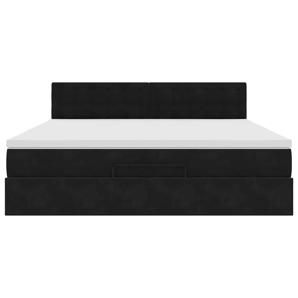 Estrutura de cama otomana com colchão 180x200 cm veludo preto