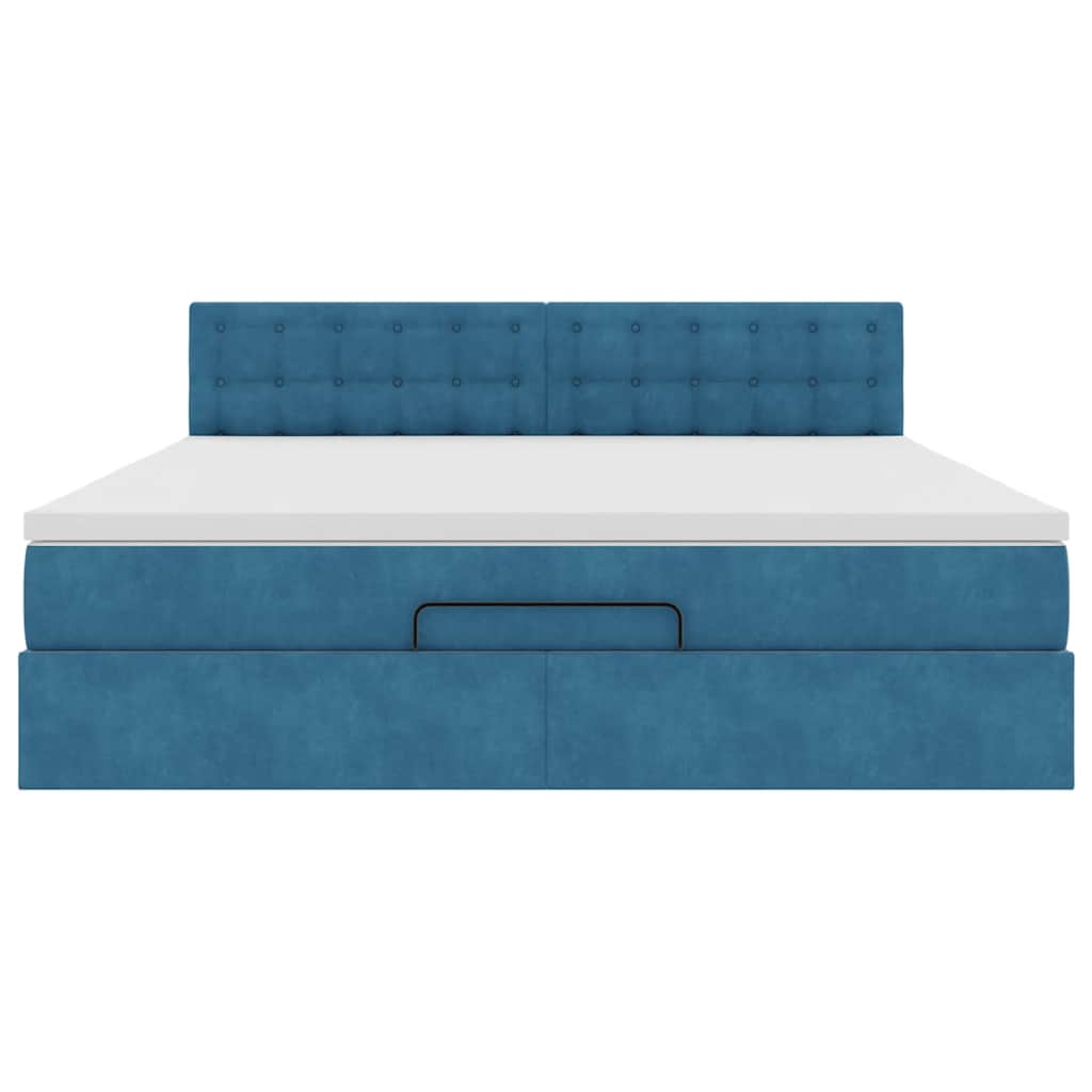Estrutura de cama otomana com colchão 180x200 cm azul escuro