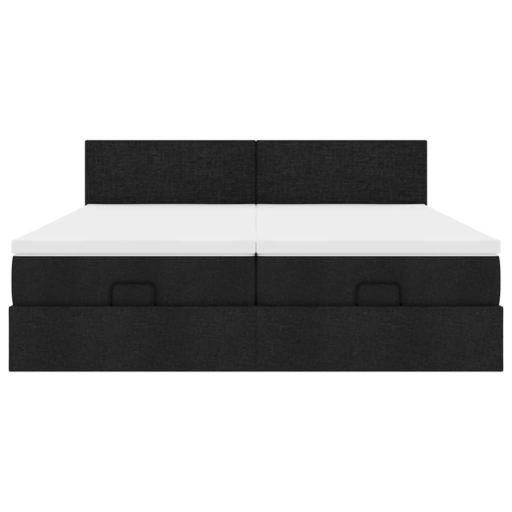 63 / 5,000 Estrutura de cama otomana com colchões tecido preto