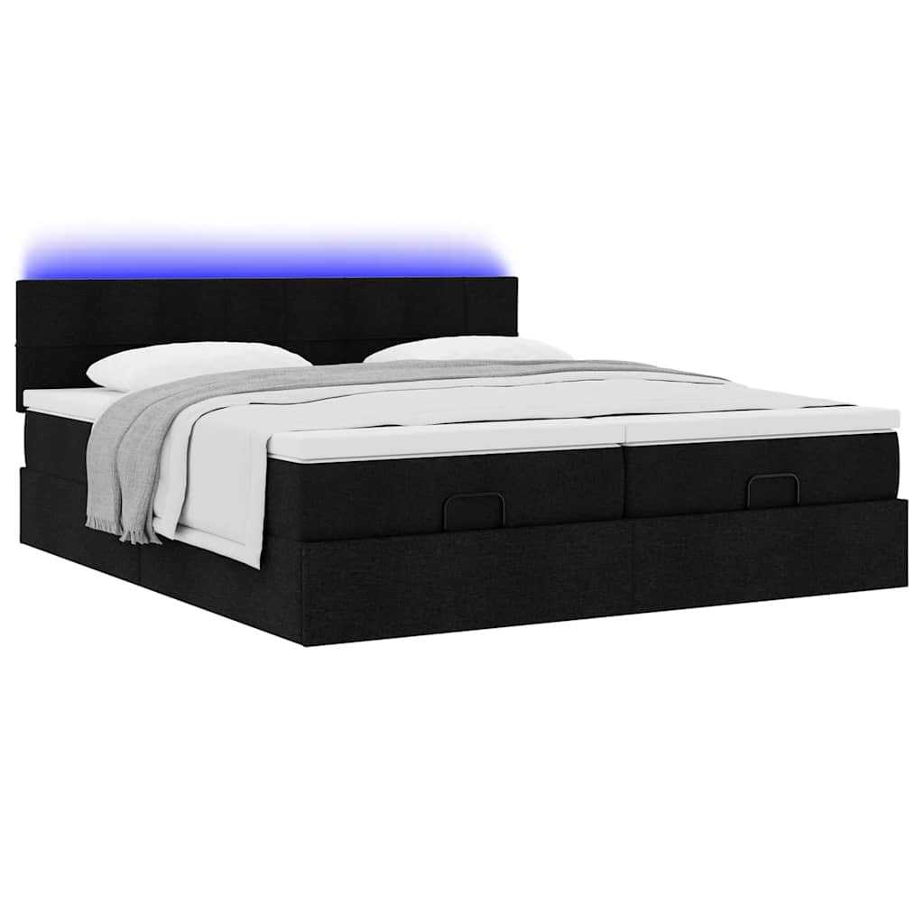 63 / 5,000 Estrutura de cama otomana com colchões tecido preto