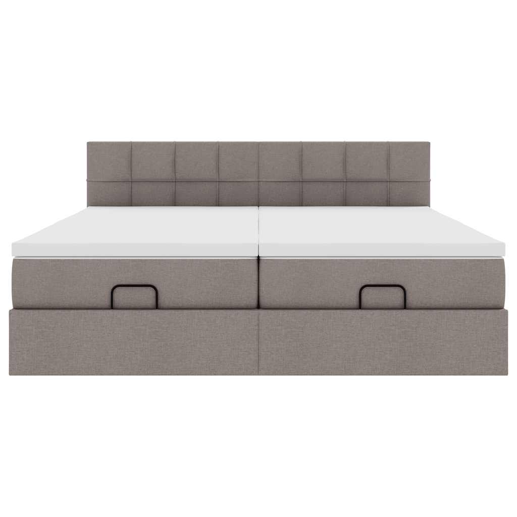 Estrutura cama otomana com colchões tecido cinzento 200x200cm