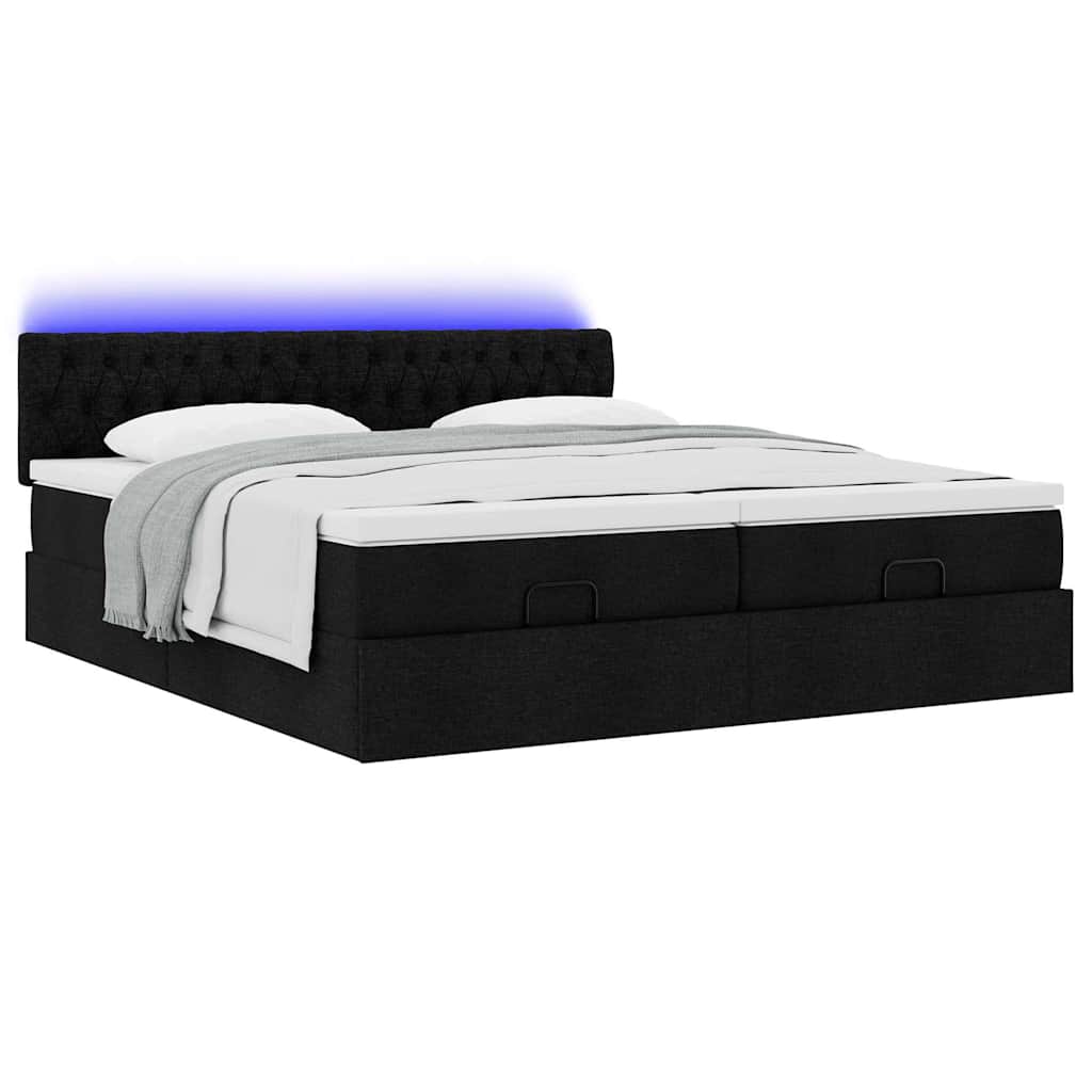 63 / 5,000 Estrutura de cama otomana com colchões tecido preto