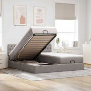Estrutura cama otomana com colchões tecido cinzento 200x200cm