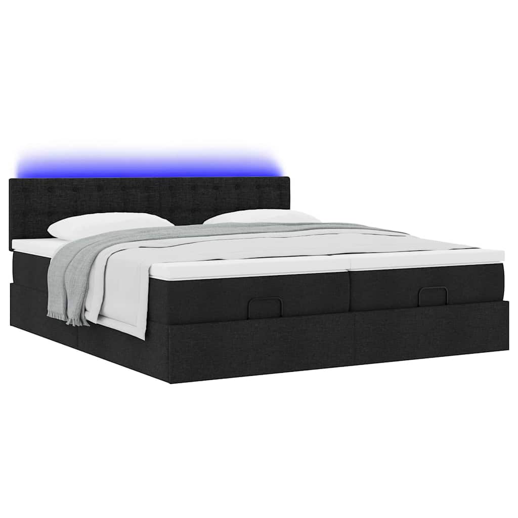63 / 5,000 Estrutura de cama otomana com colchões tecido preto