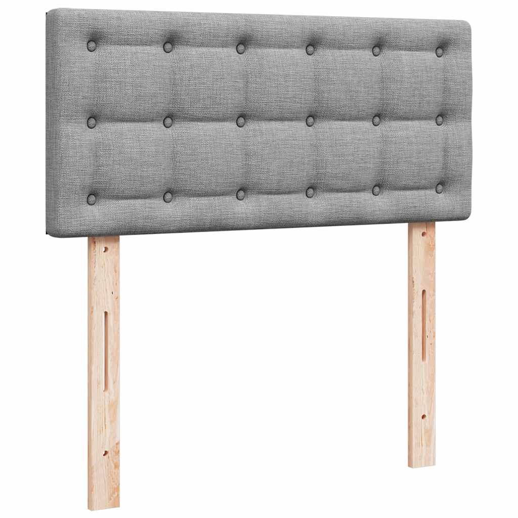 Estrutura de cama otomana com colchões tecido cinzento claro