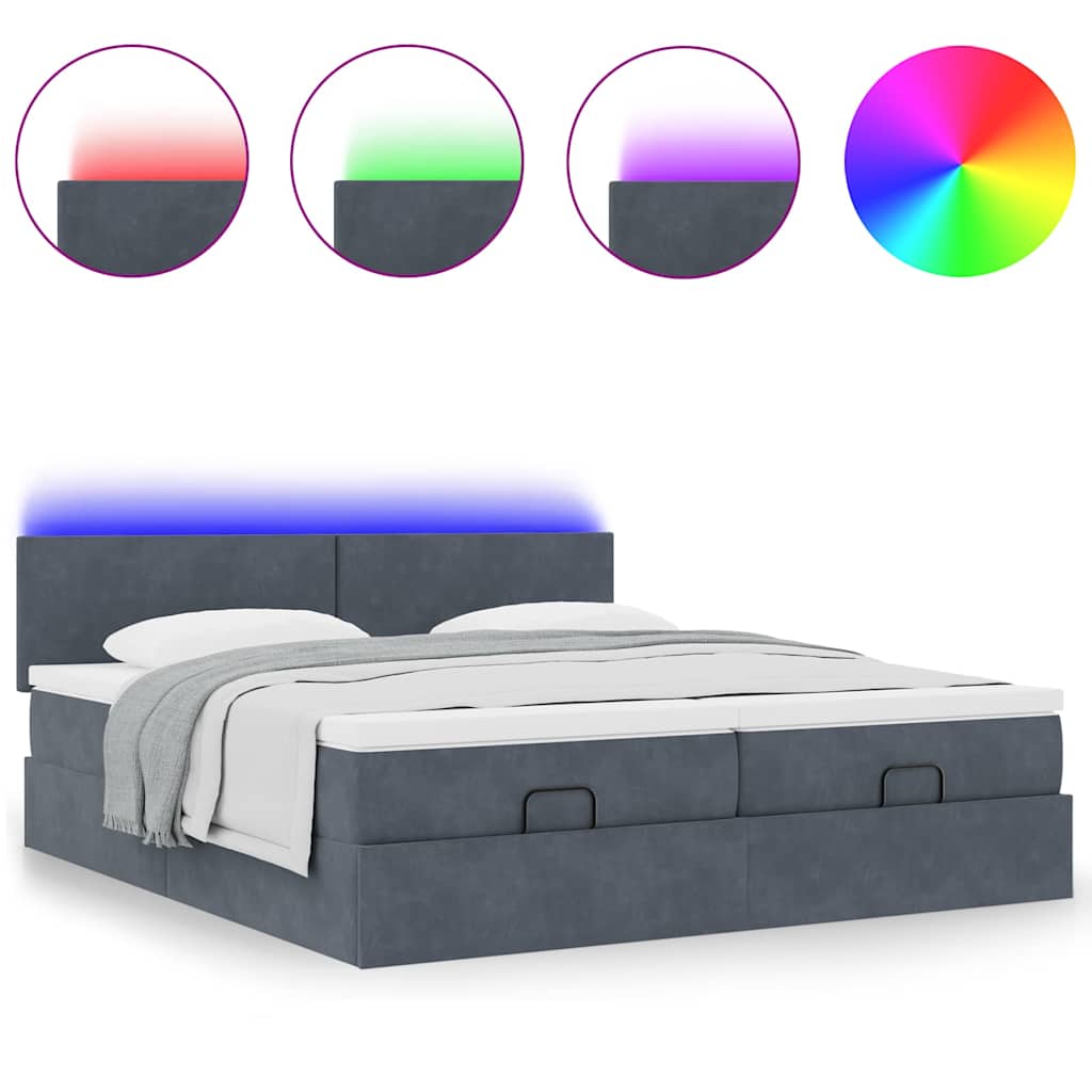 Estrutura cama otomana colchões 160x200 cm cinzento escuro