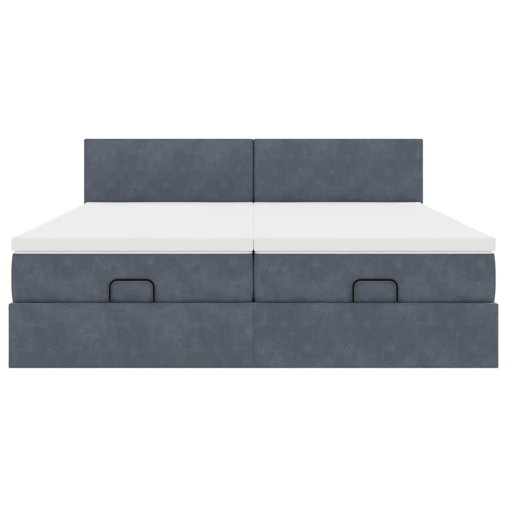 Estrutura cama otomana colchões 160x200 cm cinzento escuro