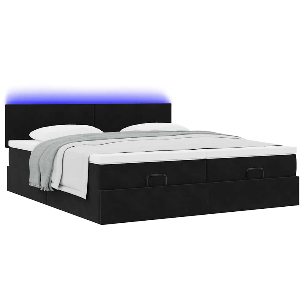 Estrutura de cama otomana com colchões 160x200 cm veludo preto