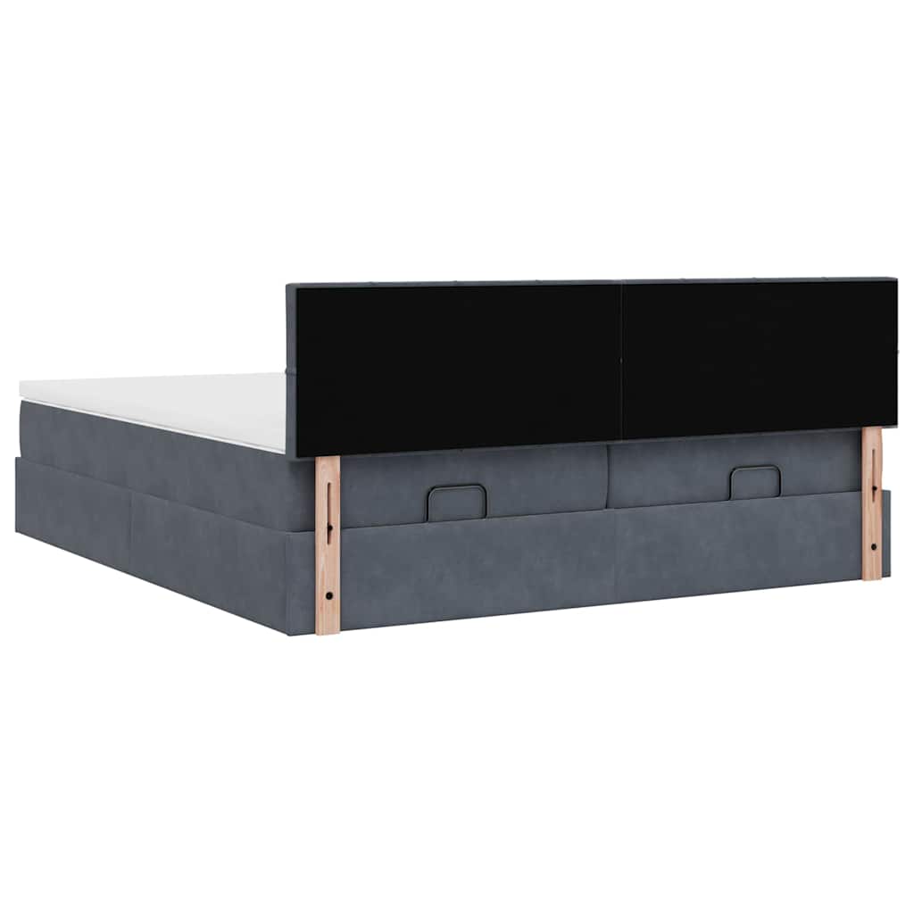Estrutura cama otomana colchões 160x200 cm cinzento escuro