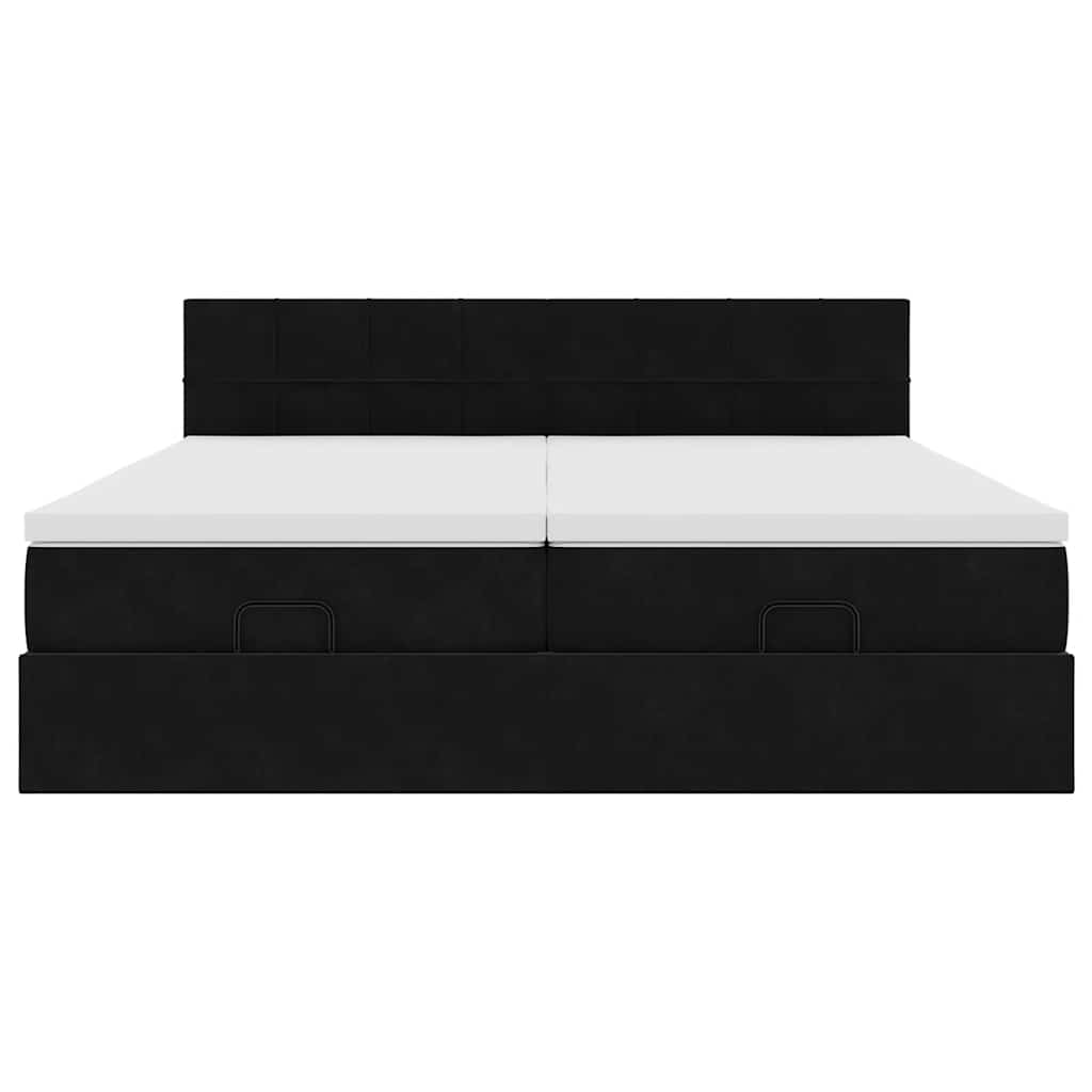 Estrutura de cama otomana com colchões 160x200 cm veludo preto