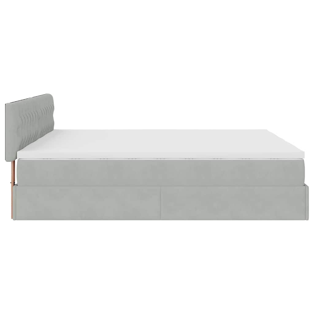 Estrutura cama otomana colchões 180x200cm veludo cinzento claro