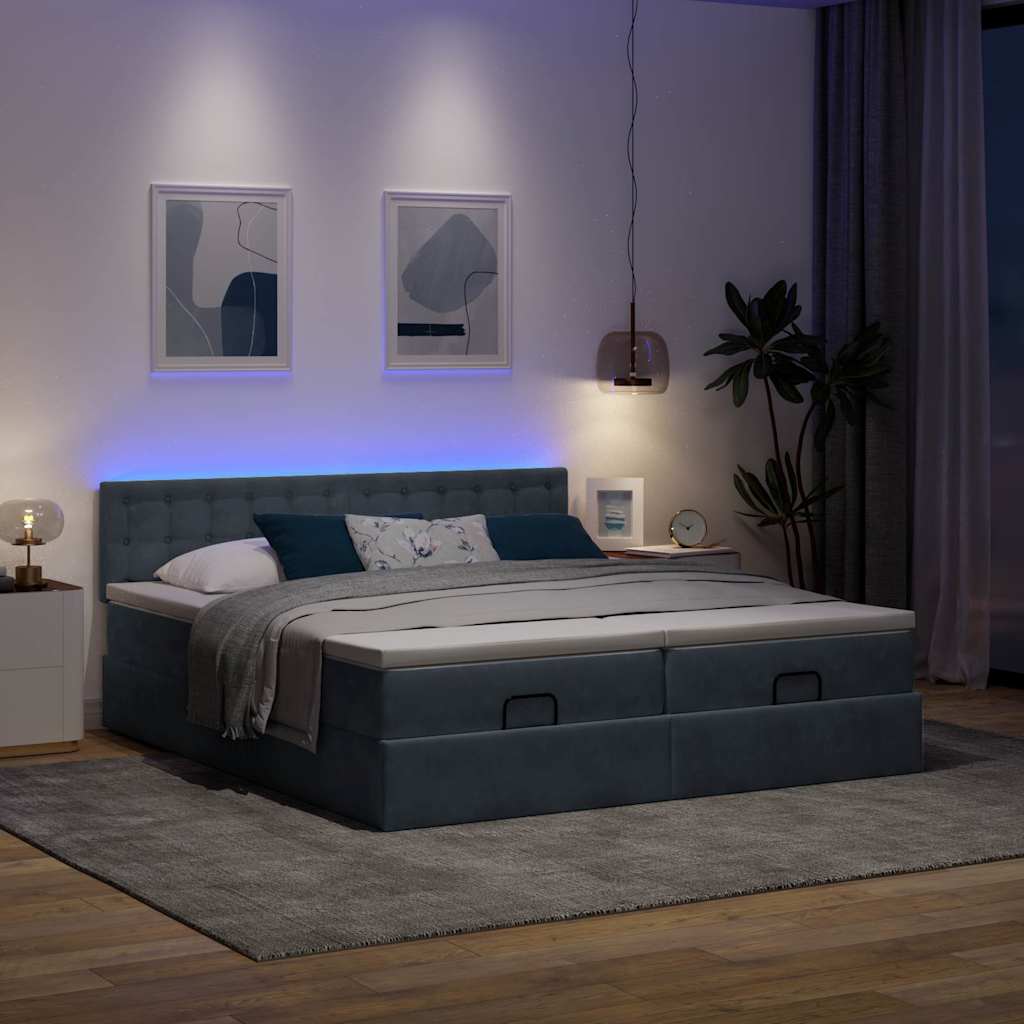 Estrutura cama otomana colchões 160x200 cm cinzento escuro