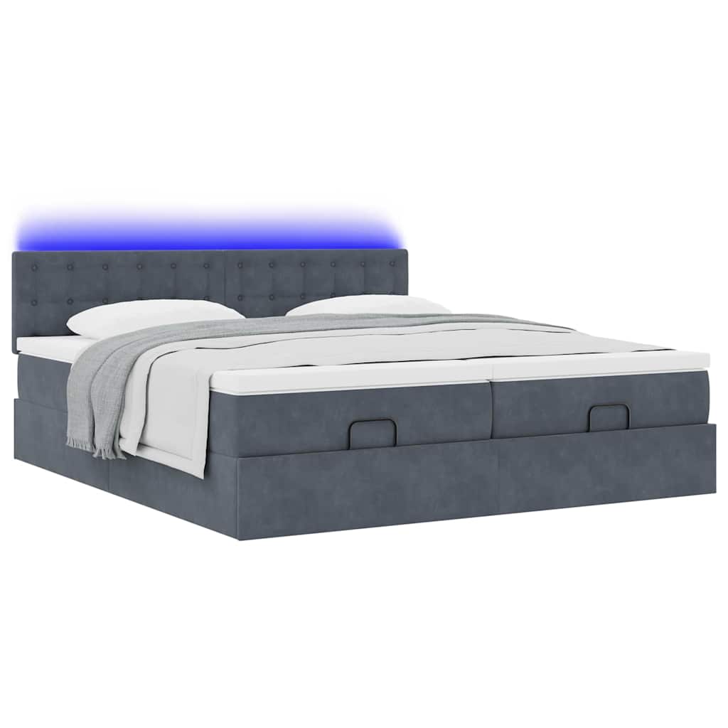 Estrutura cama otomana colchões 160x200 cm cinzento escuro