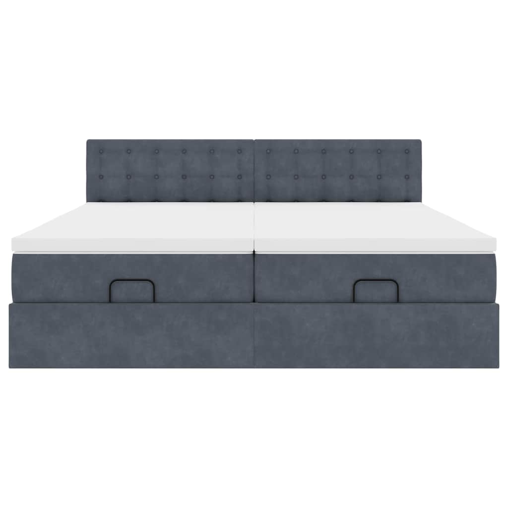 Estrutura cama otomana colchões 160x200 cm cinzento escuro