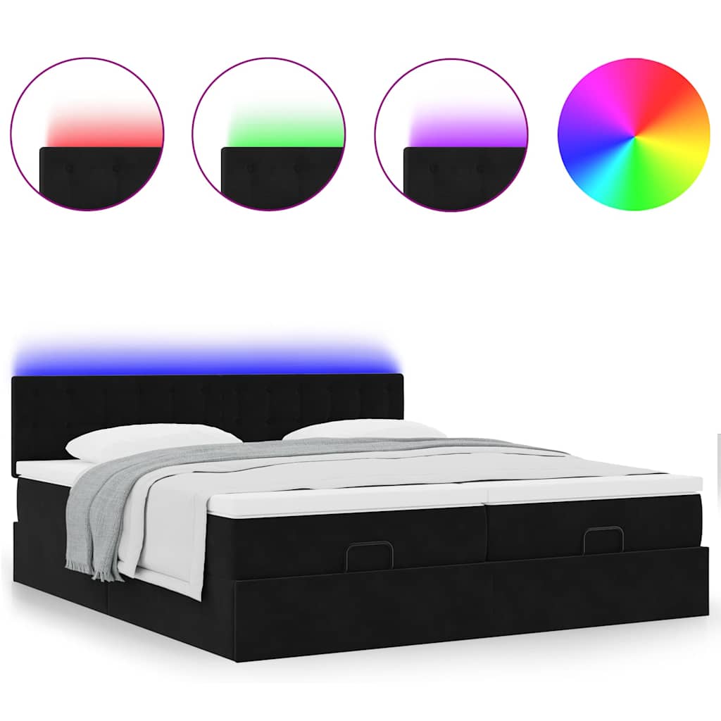Estrutura de cama otomana com colchões 160x200 cm veludo preto