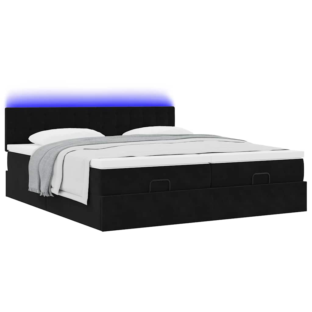 Estrutura de cama otomana com colchões 160x200 cm veludo preto